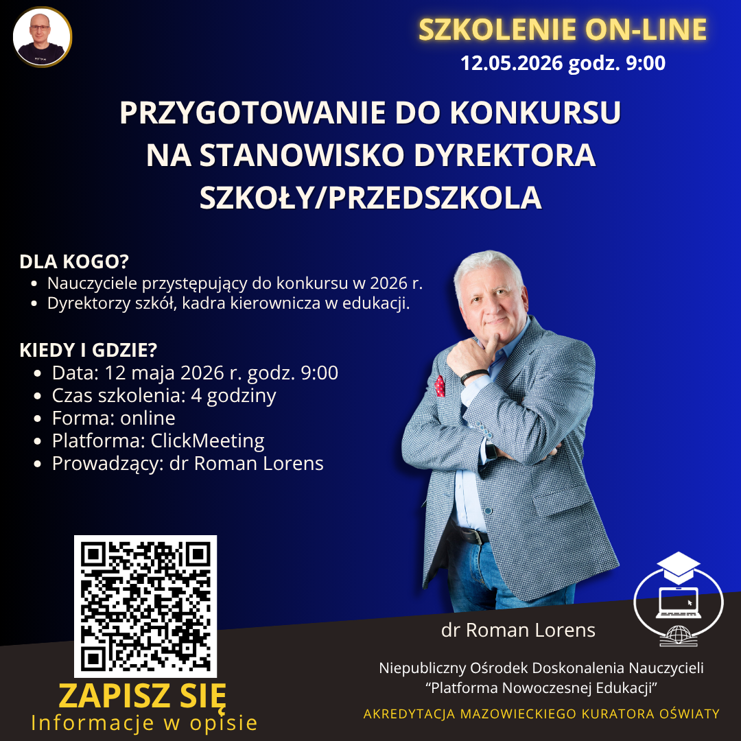 Przygotowanie do konkursu na stanowisko dyrektora szkoły/przedszkola.