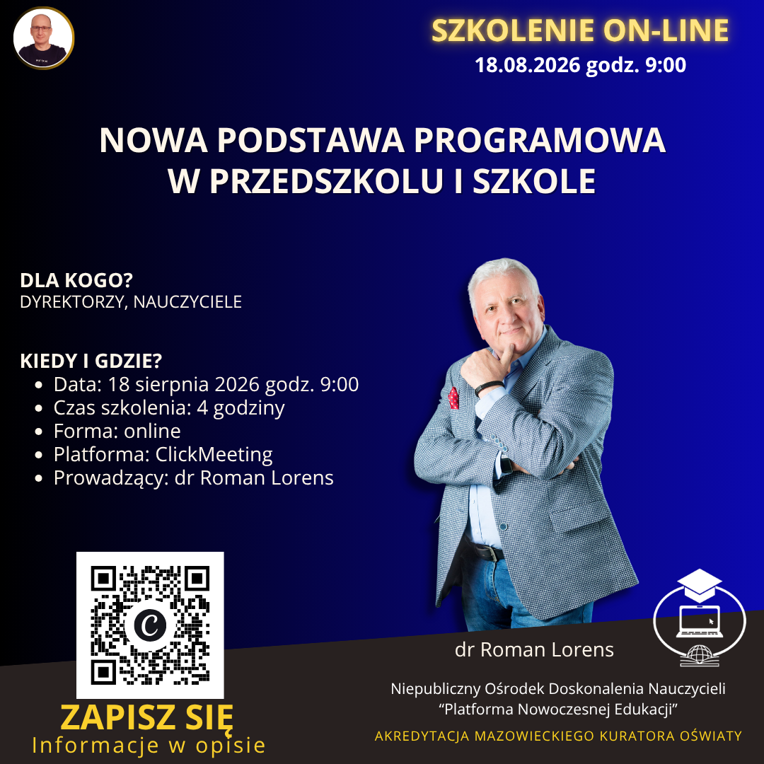 Nowa podstawa programowa 2026 w przedszkolu i szkole oraz nowe ramowe plany nauczania – ujęcie systemowe i praktyczne wdrożenie.
