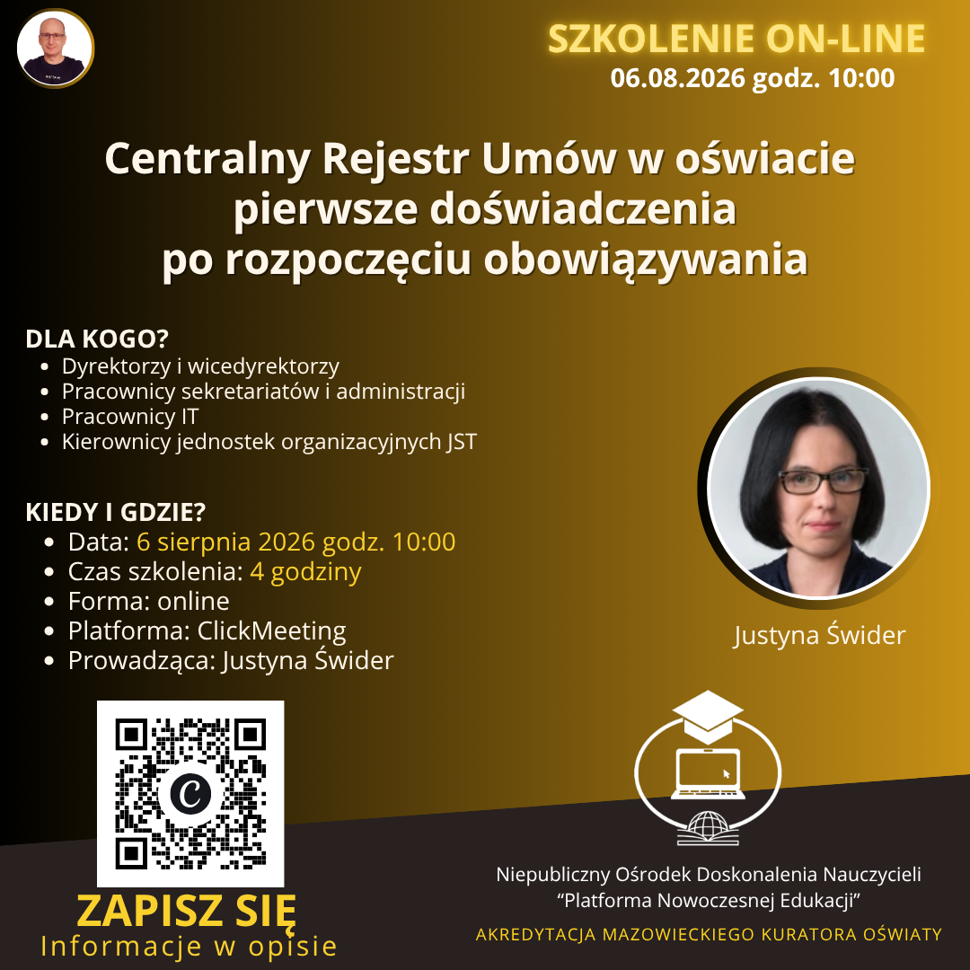 Centralny Rejestr Umów w oświacie - pierwsze doświadczenia po rozpoczęciu obowiązywania.