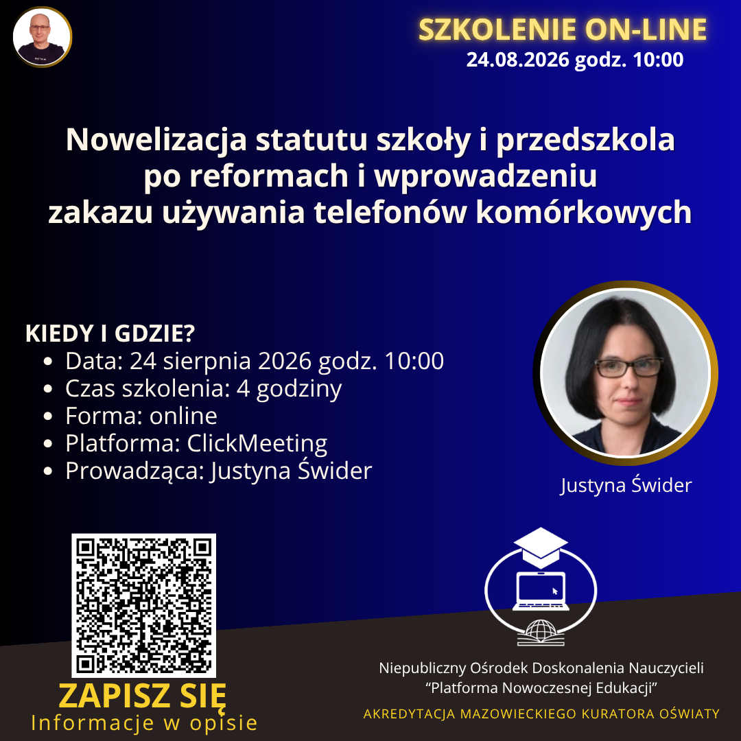 Nowelizacja statutu szkoły i przedszkola po reformach i wprowadzeniu zakazu używania telefonów komórkowych. Gotowy pakiet zapisów statutowych.