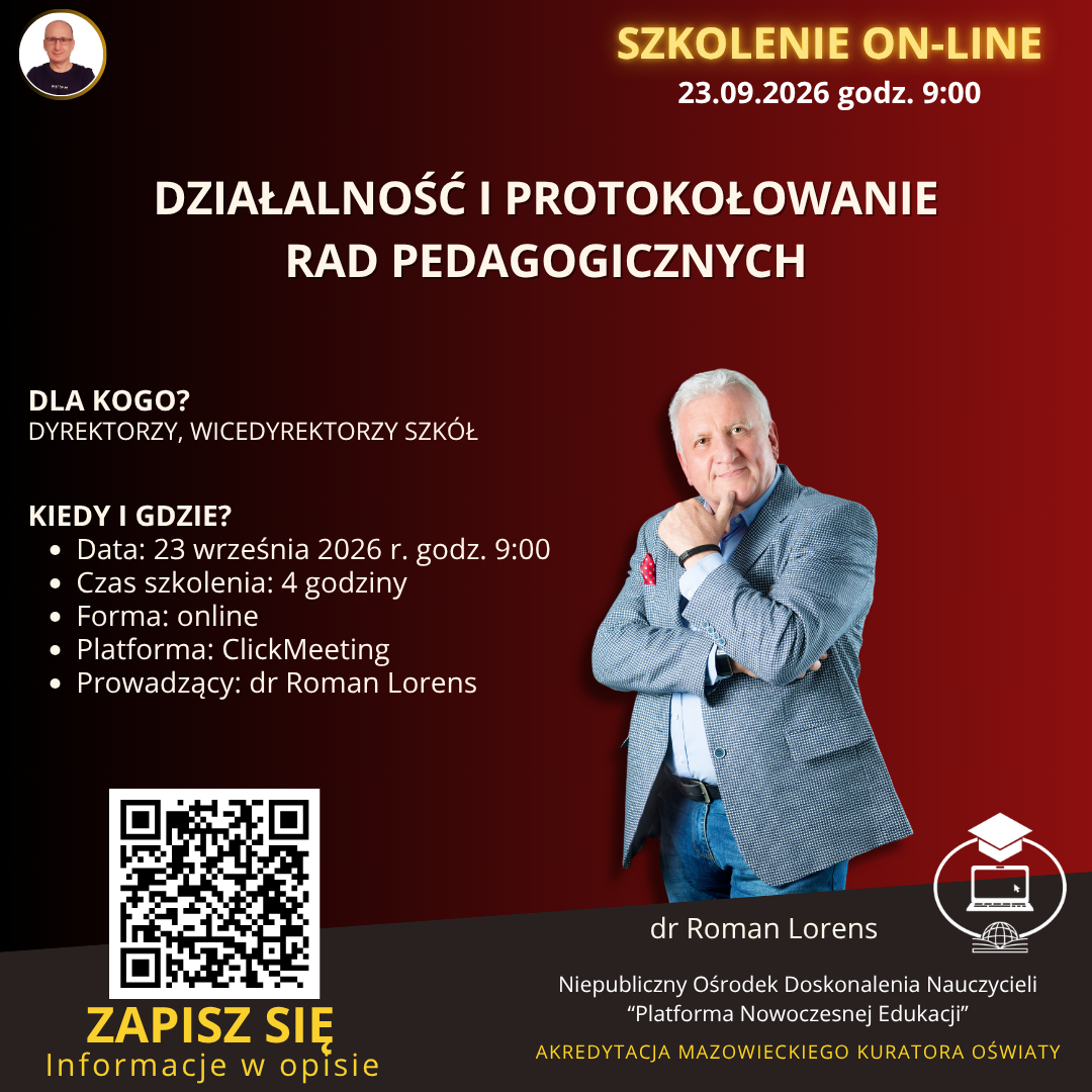 Działalność i protokołowanie rad pedagogicznych.