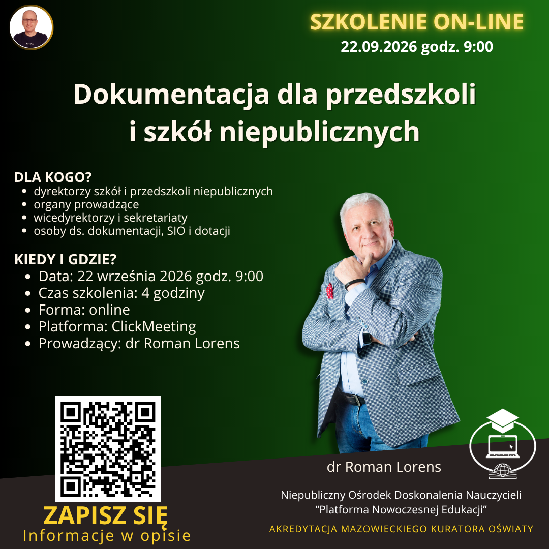 Dokumentacja dla przedszkoli i szkół niepublicznych.