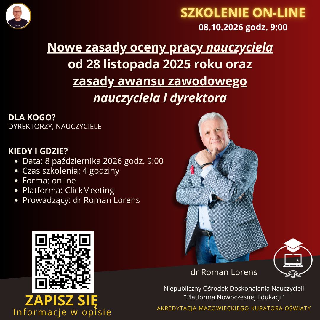 Nowe zasady oceny pracy nauczyciela od 28 listopada 2025 roku oraz zasady awansu zawodowego nauczyciela i dyrektora.