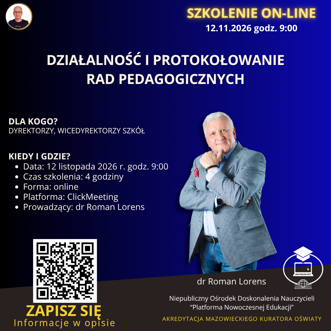 Działalność i protokołowanie rad pedagogicznych.