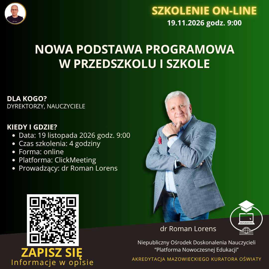 Nowa podstawa programowa 2026 w przedszkolu i szkole oraz nowe ramowe plany nauczania – ujęcie systemowe i praktyczne wdrożenie.